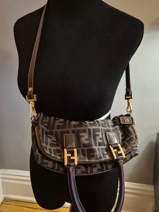 Fendi ZuccaFend Monogram 2-Way Bag – Vintage Y2K | Crossbody + Top Handle | Rare - Picture 2 of 9